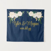 Aangepaste Greenery bruiloft receptie foto booth P Wandkleed (Voorkant (horizontaal))