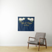 Aangepaste Greenery bruiloft receptie foto booth P Wandkleed (In Situ (horizontaal))