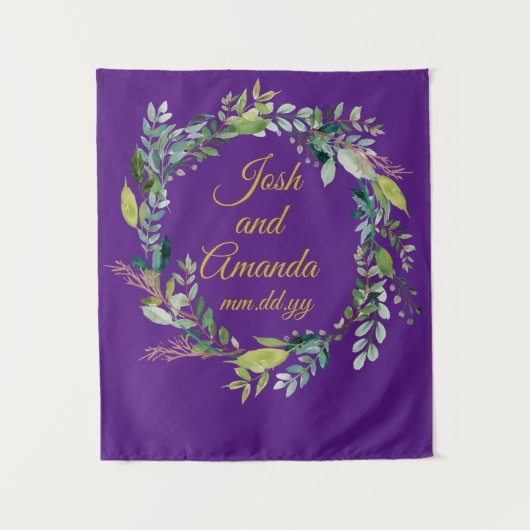 Aangepaste Greenery bruiloft receptie foto booth P Wandkleed (Voorkant)