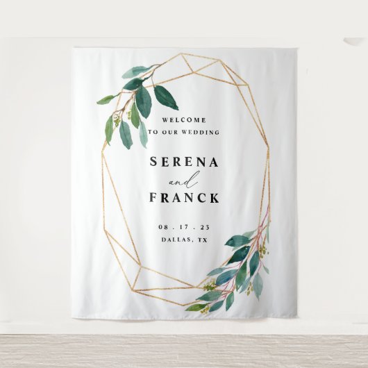 Aangepaste Greenery Wedding Backdrop voor Foto Boo Wandkleed (Voorkant)