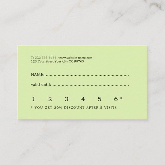 Aangepaste Greenleaf Nursery branding Klantenkaartje (Achterkant)