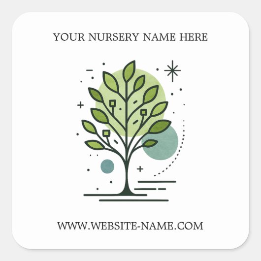 Aangepaste Greenleaf Nursery branding Vierkante Sticker (Voorkant)