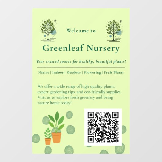 Aangepaste Greenleaf Nursery-huisstijl Raamsticker (Vel)