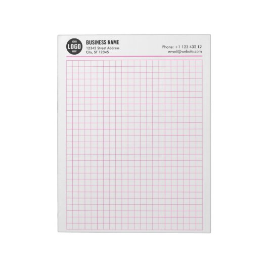 Aangepaste Grid Notitieblok 5 Sq/Inch met Logo & I (Linkerzijde)