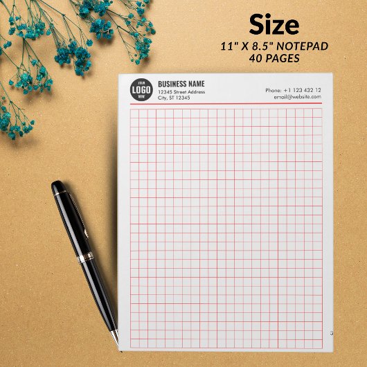 Aangepaste Grid Notitieblok 5 Sq/Inch met Logo & I
