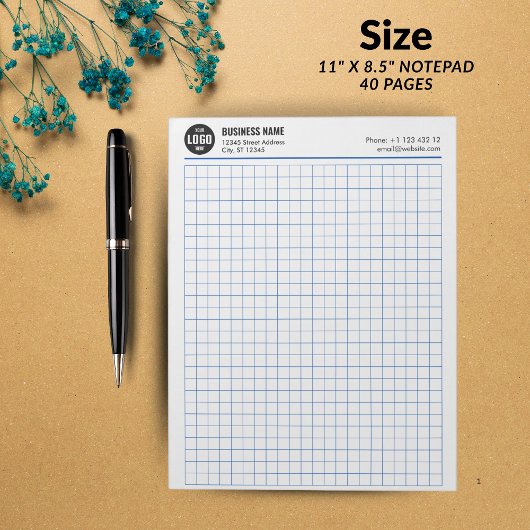 Aangepaste Grid Notitieblok 5 Sq/Inch met Logo & I