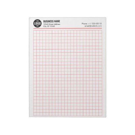 Aangepaste Grid Notitieblok 5 Sq/Inch met Logo & I (Linkerzijde)