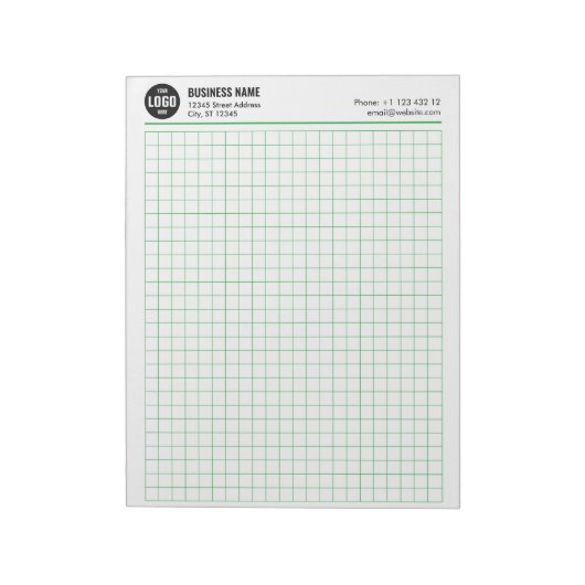 Aangepaste Grid Notitieblok 5 Sq/Inch met Logo & I (Linkerzijde)