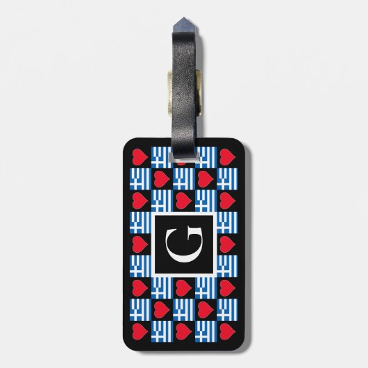 Aangepaste Griekse vlag Aangepaste brief Griekenla Bagagelabel (Achterkant verticaal)
