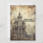 Aangepaste griezelig herenhuis Halloween Party Kaart (Voorkant)