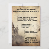 Aangepaste griezelig herenhuis Halloween Party Kaart (Achterkant)