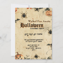 Aangepaste griezelige Halloween-kostuumfeestuitnod Kaart