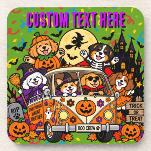 Aangepaste Griezels Halloween Honden in Retro Busj Bier Onderzetter