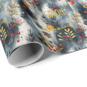 Aangepaste Grijs en Goud Kerst Ornamenten Cadeaupapier (Rol Hoek)