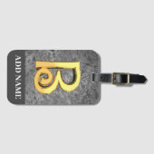 Aangepaste grijs- en goudmonogram letter B Bagagelabel (Voorkant (horizontaal))