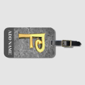 Aangepaste grijs- en goudmonogram letter F Bagagelabel (Voorkant (horizontaal))