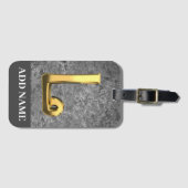 Aangepaste grijs- en goudmonogram letter L Bagagelabel (Voorkant (horizontaal))