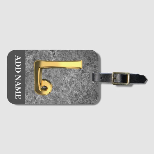Aangepaste grijs- en goudmonogram letter L Bagagelabel (Voorkant (horizontaal))