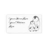 Aangepaste grijs en witte hand getrokken pinguïn a etiket (Voorkant)