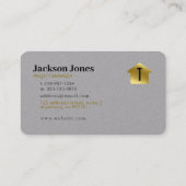 Aangepaste grijs + Goud Huis Bouw Lux Visitekaartje (Achterkant)