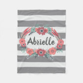 Aangepaste grijs, koraalflorale flacon fleece deken (Voorkant)