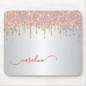 Aangepaste Grijs Zilver Roze Goud Glitter Muismat (Voorkant)