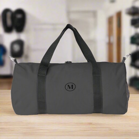 Aangepaste Grijs Zwart Monogram Initiaal Sport Gym Plunjezak
