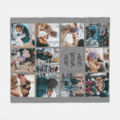 Aangepaste grijze 11 foto-inkolling vlinderbank fleece deken (Voorkant (Horizontaal))