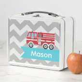 Aangepaste Grijze Blauwgroen Chevron Fire Truck Bo (In situ)