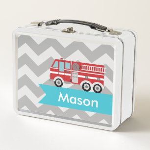 Aangepaste Grijze Blauwgroen Chevron Fire Truck Bo