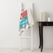 Aangepaste grijze Blauwgroen Chevron Fire Truck Sherpa Deken (In situ)