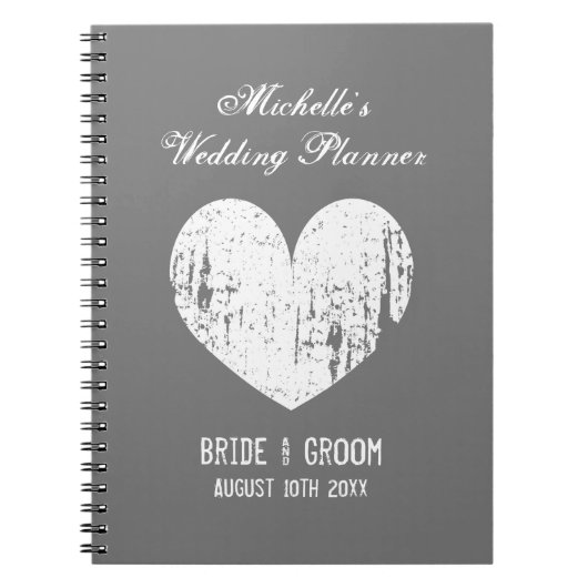 Aangepaste grijze bruiloft planner organizer notit notitieboek (Voorkant)