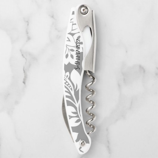 Aangepaste grijze Damask Kurkentrekker (Achterkant)