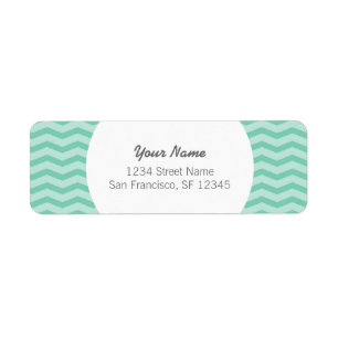 Aangepaste grijze en aqua chevron retour adreslabe etiket