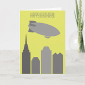 Aangepaste grijze en gele ballon luchtschip verjaa kaart (Voorkant)