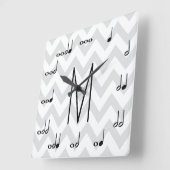 Aangepaste grijze en witte Chevron Musical Notes Vierkante Klok (Hoek)