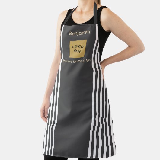 Aangepaste grijze en witte streep schort (Insitu)