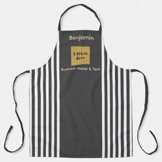 Aangepaste grijze en witte streep schort (Voorkant)