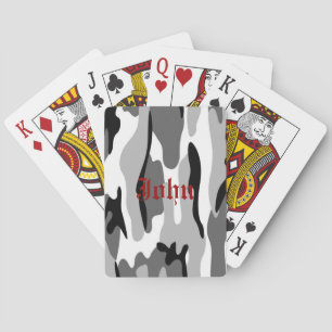 Aangepaste grijze en zwarte Camouflage-speelkaarte Speelkaarten