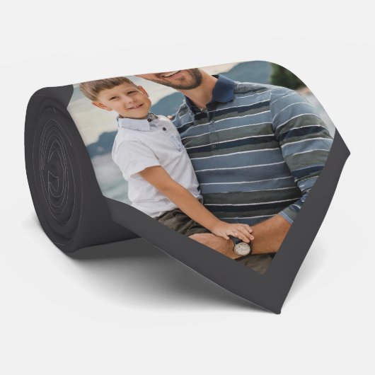 Aangepaste Grijze Familie Foto Keepsake Stropdas (Opgerold)