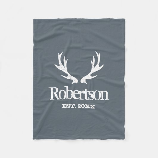 Aangepaste grijze hertengeweien vlootsdeken fleece deken (Voorkant)