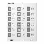 Aangepaste grijze monogram labels of cadeau Labels (Full Sheet)