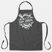 Aangepaste Grijze Naam Chef Grill Cook Vaderdag Gi Schort (Voorkant)