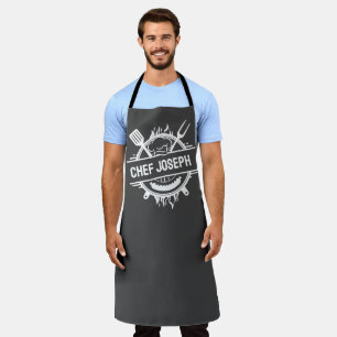 Aangepaste Grijze Naam Chef Grill Cook Vaderdag Gi Schort