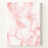 Aangepaste grijze naam en monogram op roze marmer notitieboek (Achterkant)