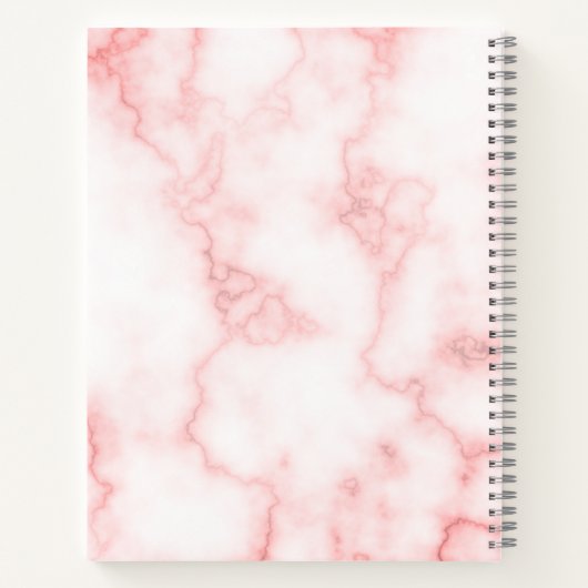 Aangepaste grijze naam en monogram op roze marmer notitieboek (Achterkant)