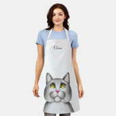 Aangepaste grijze poes kat schort (Gedragen)