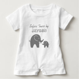 Aangepaste grijze safari olifant baby romper voor 