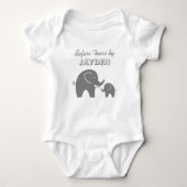 Aangepaste grijze safari olifant baby romper voor  (Voorkant)
