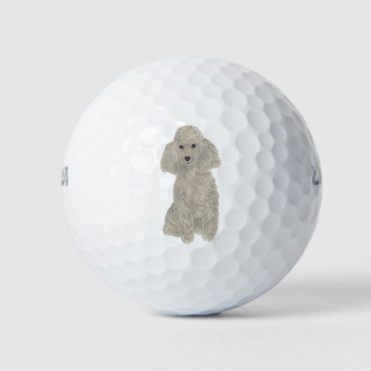 Aangepaste grijze Silver Poodle Golfballen (Voorkant)